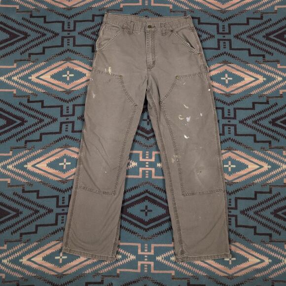 Vintage Carhartt Double Knee Pants Dungaree Fit 30x29 B195 LBR Distressed Paint - Picture 16 of 16